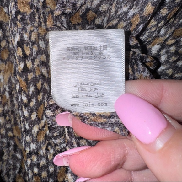 JOIE Brown Gold Dot Tassel Tribal Flowy Light Top Shirt 100% Silk Size Small - Picture 15 of 15